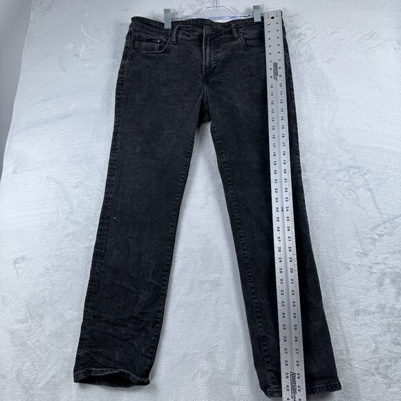 H&M Straight Leg Jeans Women's Size 38/32 High Rise Acid Wash Denim Black - Picture 12 of 13